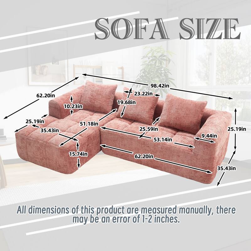 Chenille Fabric Modular L Shaped Sectional Sofa,Free Combination