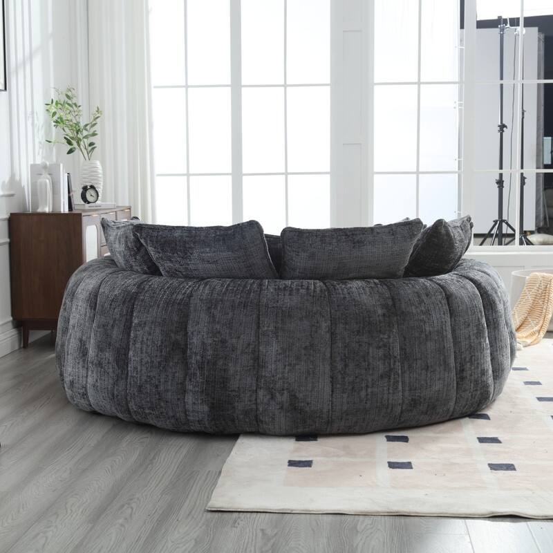 81.10" Double Bread Extra Large Round Sofa Bed with Armrests and Large Cushions
