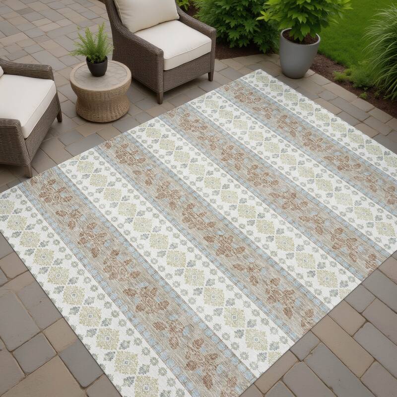 Machine Washable Indoor/ Outdoor Stripe Sochi Chantille Rug