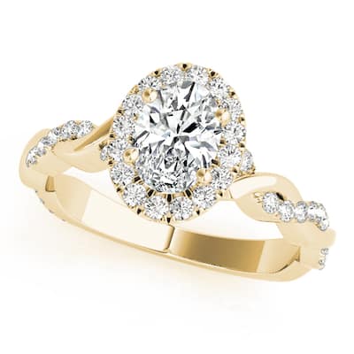 Auriya 14k Yellow Gold Lab Grown Oval Diamond Halo Engagement Ring 0.50 to 5.00 ct. tw. (F-G VS)