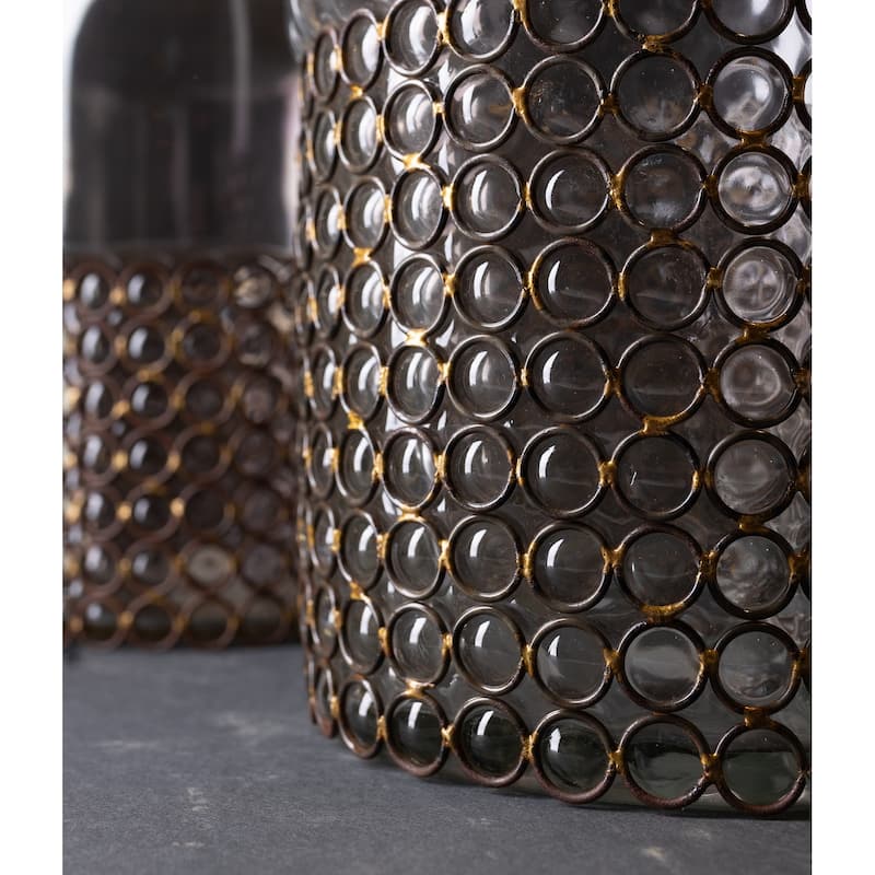 Glass Tabletop Bottle Vase - 10" - Clear and Black