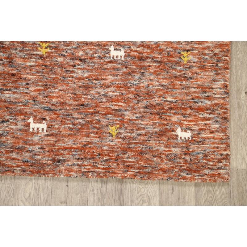 Hand Knotted Oriental 100% Wool Carpet Tribal Abstract Multi-Colored Gabbeh Area Rug - 8' 0'' X 5' 1''