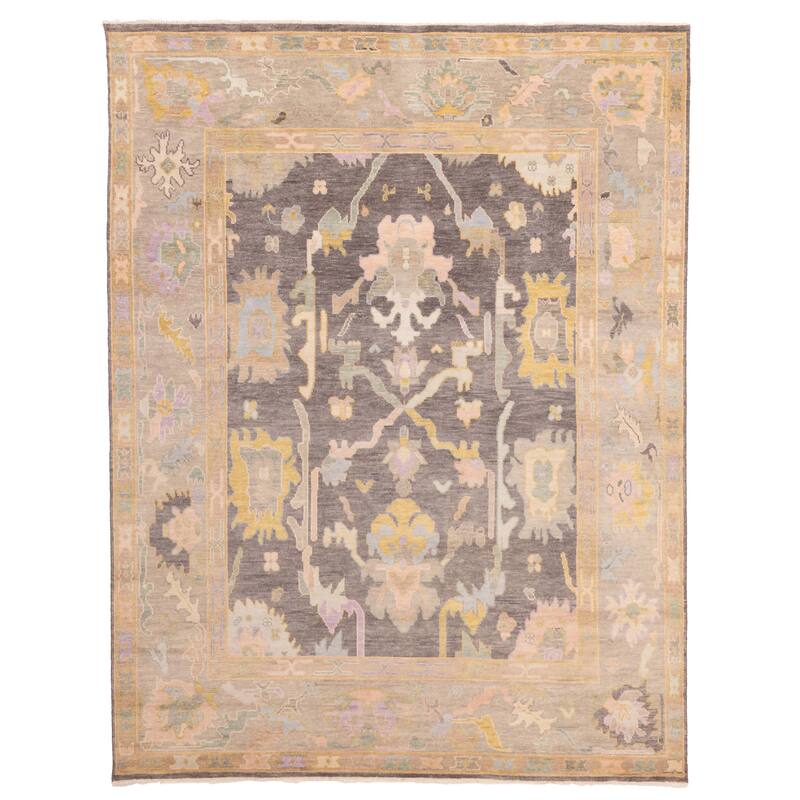 ECARPETGALLERY Hand-knotted Modern Oushak Dark Grey Wool Rug - 7'9 x 10'0