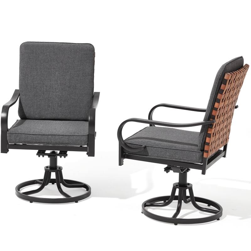 Outdoor Swivel Rocker Chairs Set of 2, Heavy-Duty 360° Swivel Patio Chairs with Cushions, All-Weather Steel Frame for Garden