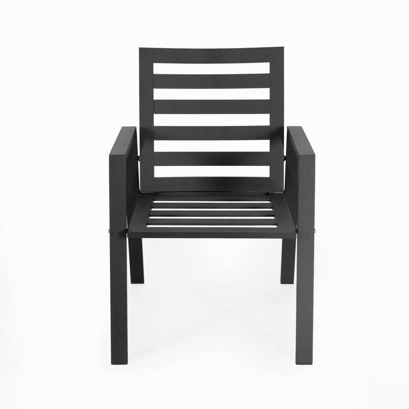 7-Piece Outdoor Dining Set in Black Aluminum Chelsea Series by LeisureMod