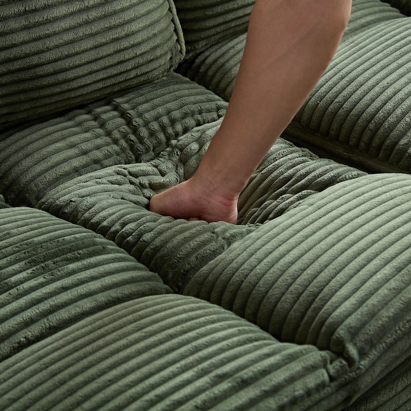 2 Seats Couch with Detachable Cushions Corduroy Upholstery 2 Pillows Living Room Apartment
