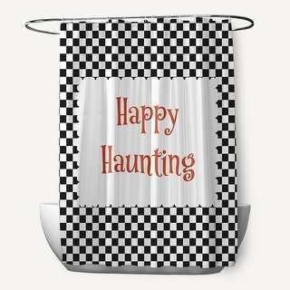 Halloween Happy Haunting Checks Shower Curtain