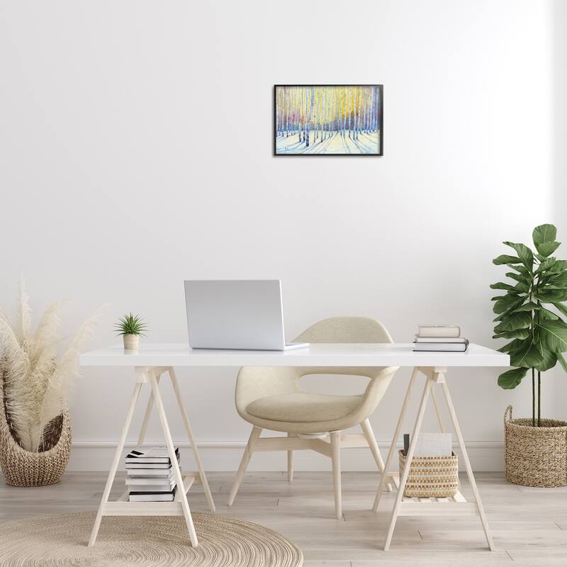 Stupell Sunlit Winter Birch Trees Framed Giclee Art Design By Paul Brent