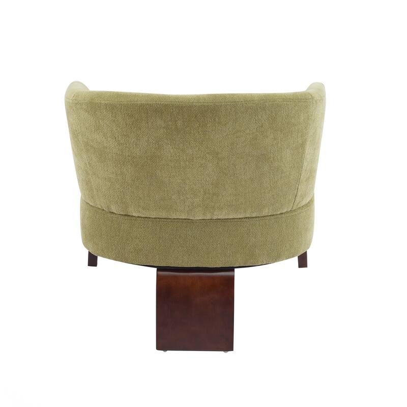 Modern Accent Chair with Round Back & Wooden Legs - Mid-Century Inspired Lounge Chair for Living Room, Bedroom, or Office