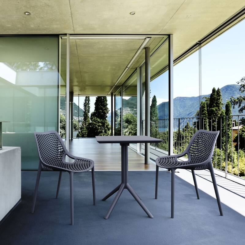 29.5" Gray Folding Square Outdoor Patio Dining Table