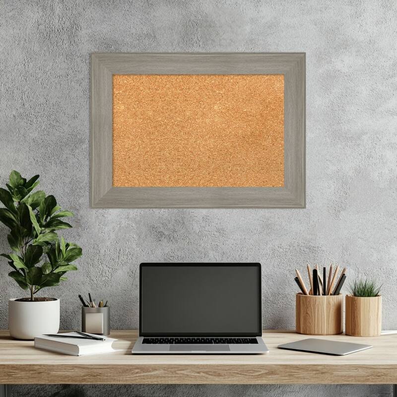 Grand Greywash Narrow Framed Cork Board - Bulletin Board, Organization Board, Pin Board