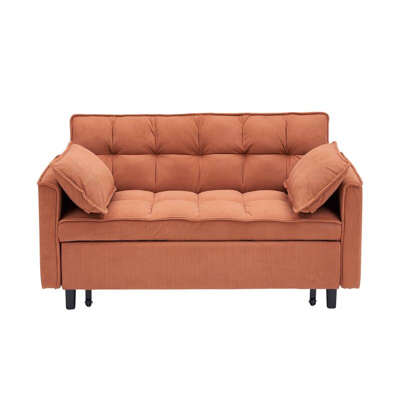 55" 3-in-1 Double Pull-Out Sofa Bed for Living Room