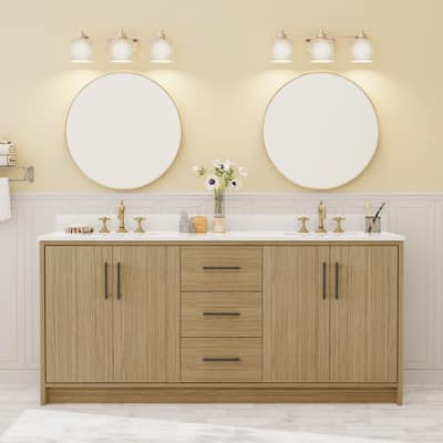 72-Inch Modern MDF Bathroom Vanity with Ceramic Top, Double Sinks, and Ample Storage