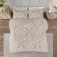preview thumbnail 19 of 27, Madison Park Aeriela Tufted Cotton Chenille Damask Duvet Cover Set Taupe - Full - Queen