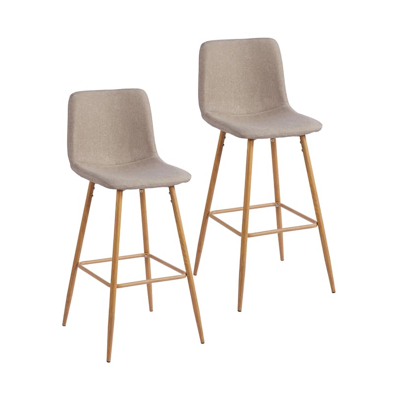 Porthos Home Eila Bar Stools Set of 2, Fabric Upholstery, Metal Legs - Beige