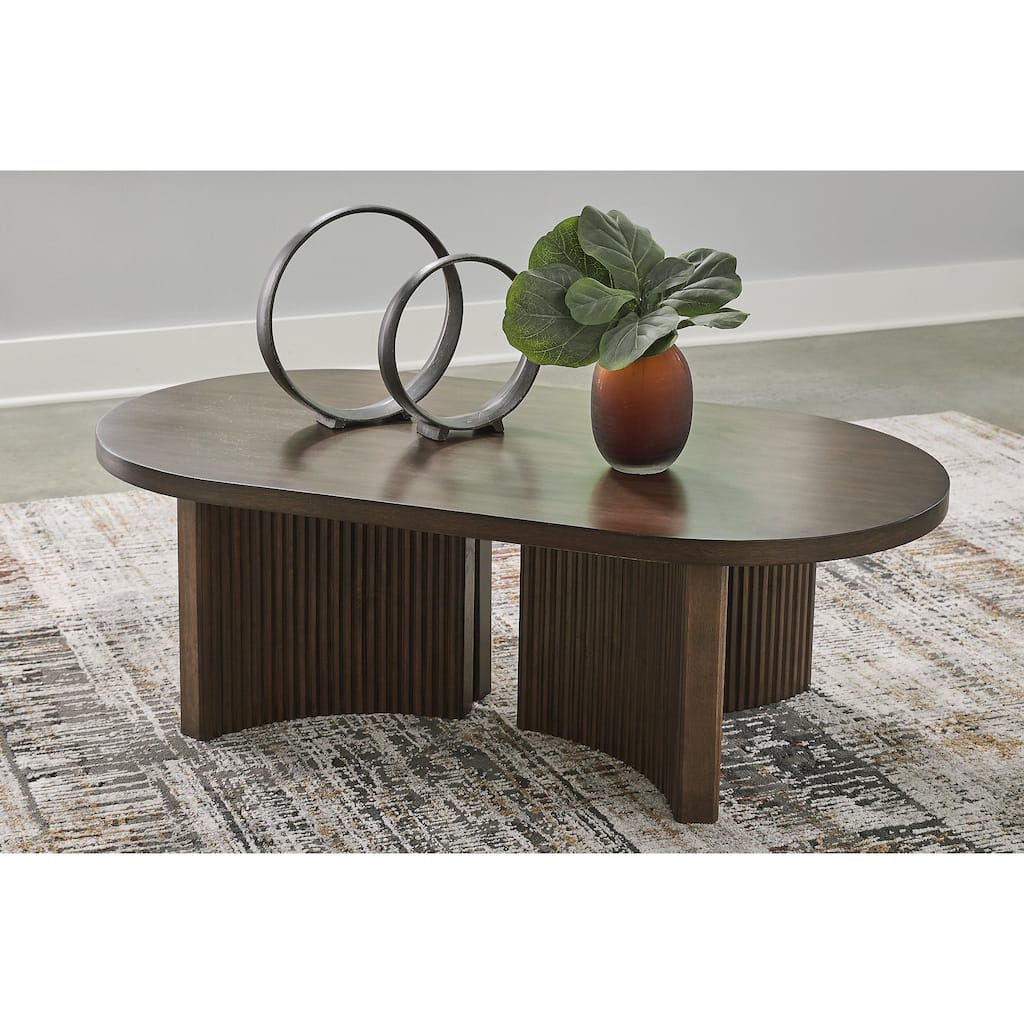 Signature Design by Ashley Korestone Dark Brown Coffee Table - 52"W x 28"D x 17"H