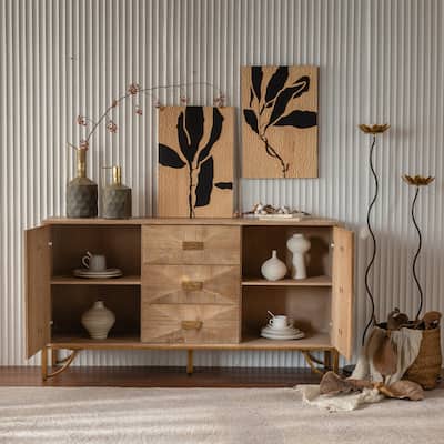 Nine-Drawer Dresser, Modern Chest of Drawers, Light Wood TV Stand Dresser for Bedroom, Living Room, and Hallway