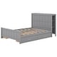 preview thumbnail 8 of 9, Gray Full Size Platform Panel Bed with 4 Drawers Platform Wood Slat Bookcase Storage Bed, Grounded Low Bed, No Box Spring Need