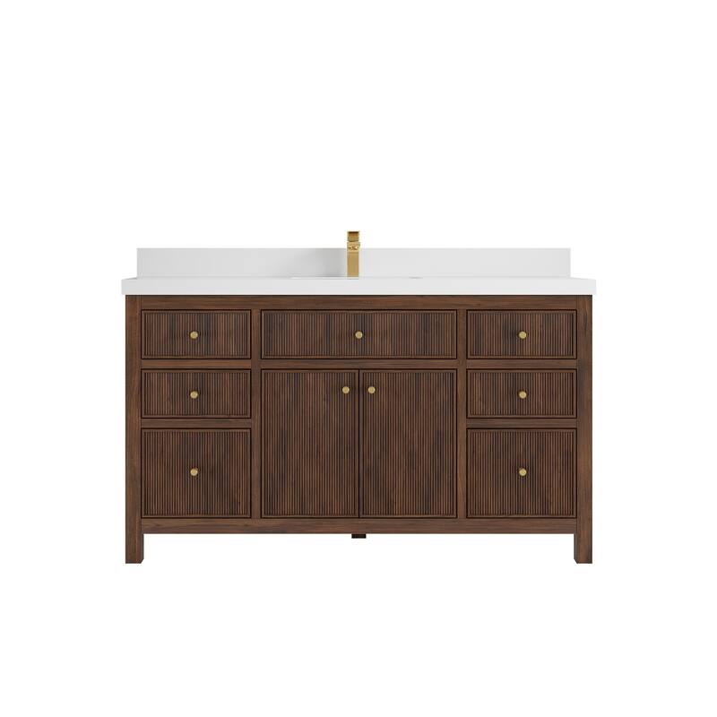 Willow Collections 60 in. W x 22 in. D Sonoma Teak Wood Single Sink Bathroom Vanity with Countertop