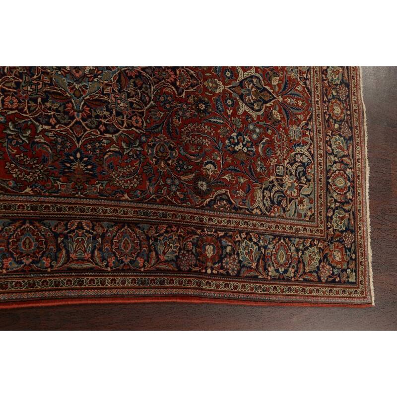 Antique Vegetable Dye Kashan Dabir Persian Wool Area Rug Handmade - 4'1" x 6'10"
