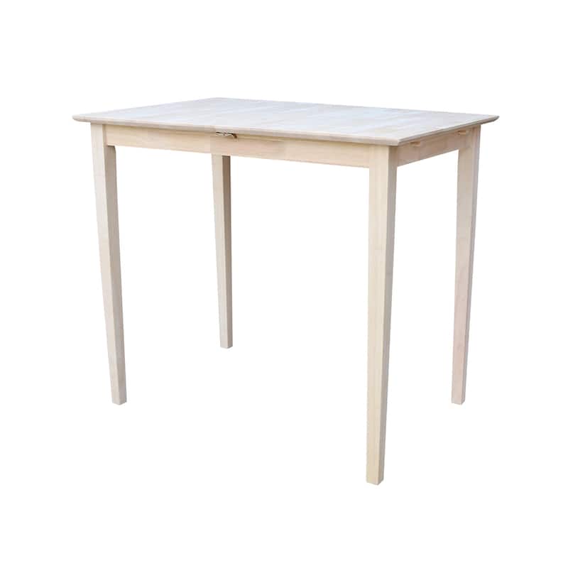 International Concepts 32-inch Wide Unfinished Shaker Style Parawood Bar Height Dining Table with Butterfly Extension