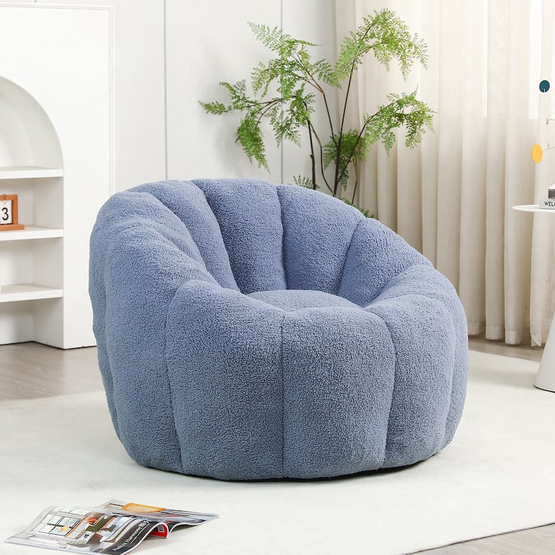 Comfortable Bean Bag Chair Light Blue Sofa Chair with Armrests, Leisure Chair Lounge Chair Upholstered Chair