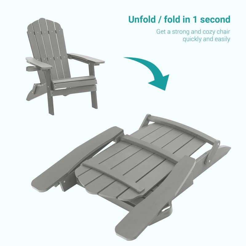 Bonosuki Folding Adirondack Chair Patio Outdoor Plastic Fire Pit Chair