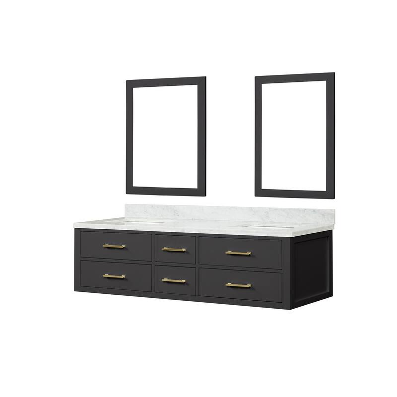 Lexora Castor Double Bath Vanity, Carrara Marble Top, and Mirrors