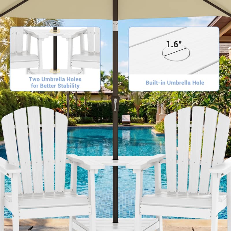 Outdoor Tall Adirondack Chair Set of 2 with Connecting Tray