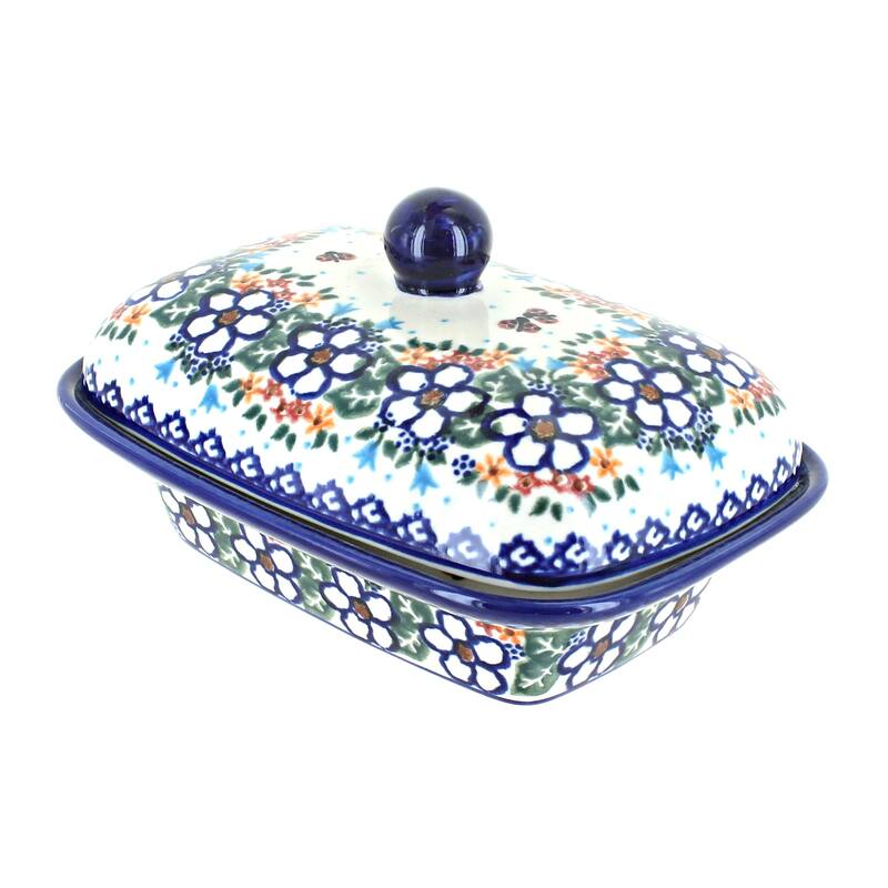 Blue Rose Polish Pottery 66 Vena Butter Tub - Scarlett