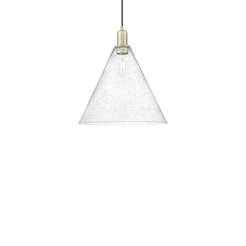 Innovations Lighting 716-1P-18-16 Berkshire Glass Pendant Berkshire - Antique Brass / Seedy