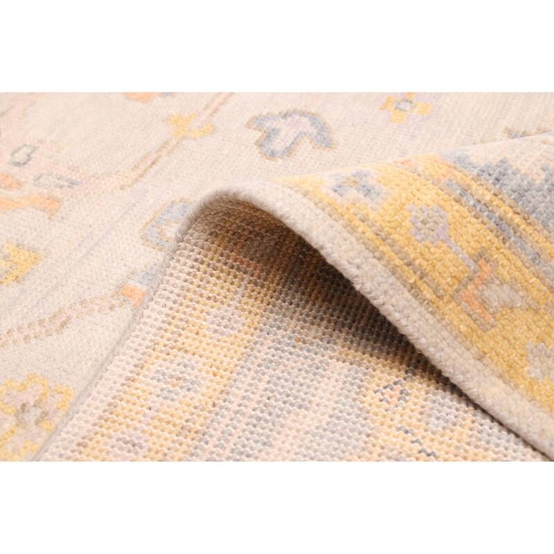 ECARPETGALLERY Hand-knotted Modern Oushak Light Grey Wool Rug - 7'11 x 10'0