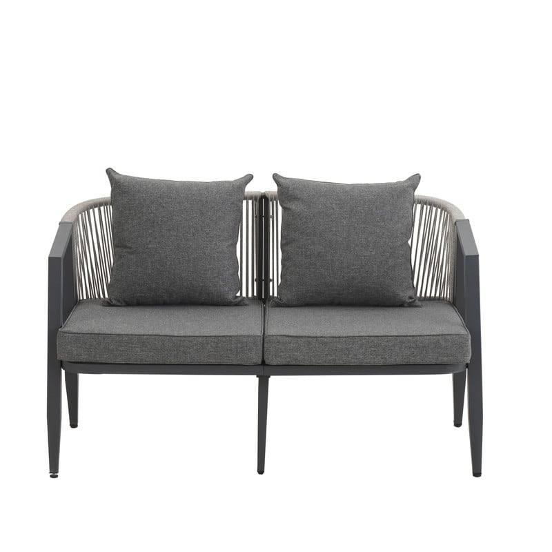 4-Piece Outdoor Patio Set, Iron Conversation Set with Table and Cushions for Garden, Poolside