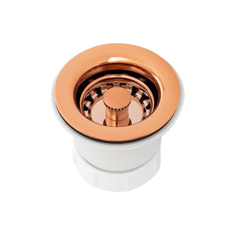 12" Round Hammered Copper Bar Sink with 2" Drain Opening in Polished Copper, Matching Drain and Accessories