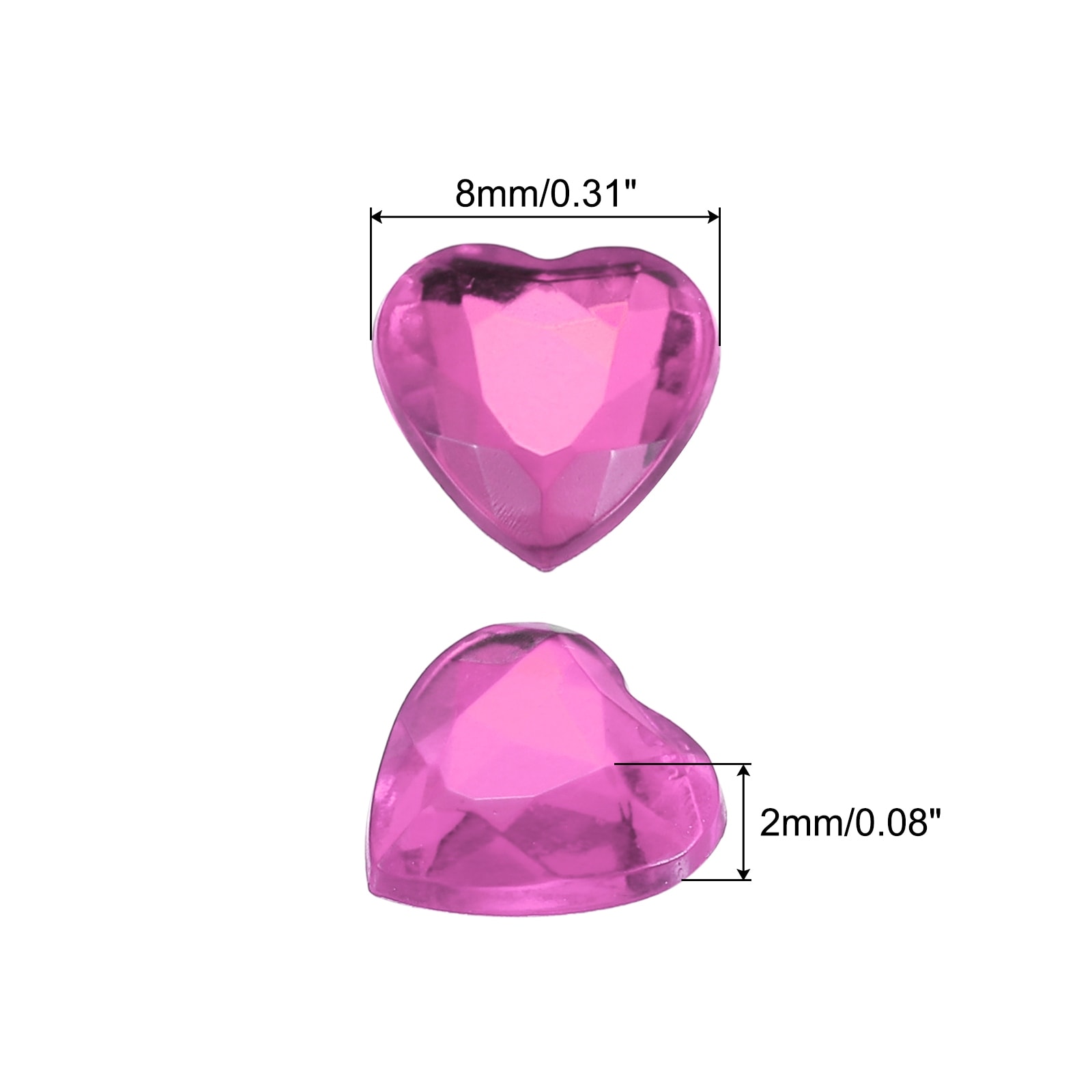 Acrylic Heart Rhinestone Flat Back Plastic Gems Jewelry Stickers for Craft Bead Face Painting Costume Jewelry