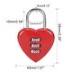 preview thumbnail 4 of 2, 3 Digit Combination Padlock, 3mm Shackle, Zinc Alloy Heart Shaped Lock, Red - Red, Style 2