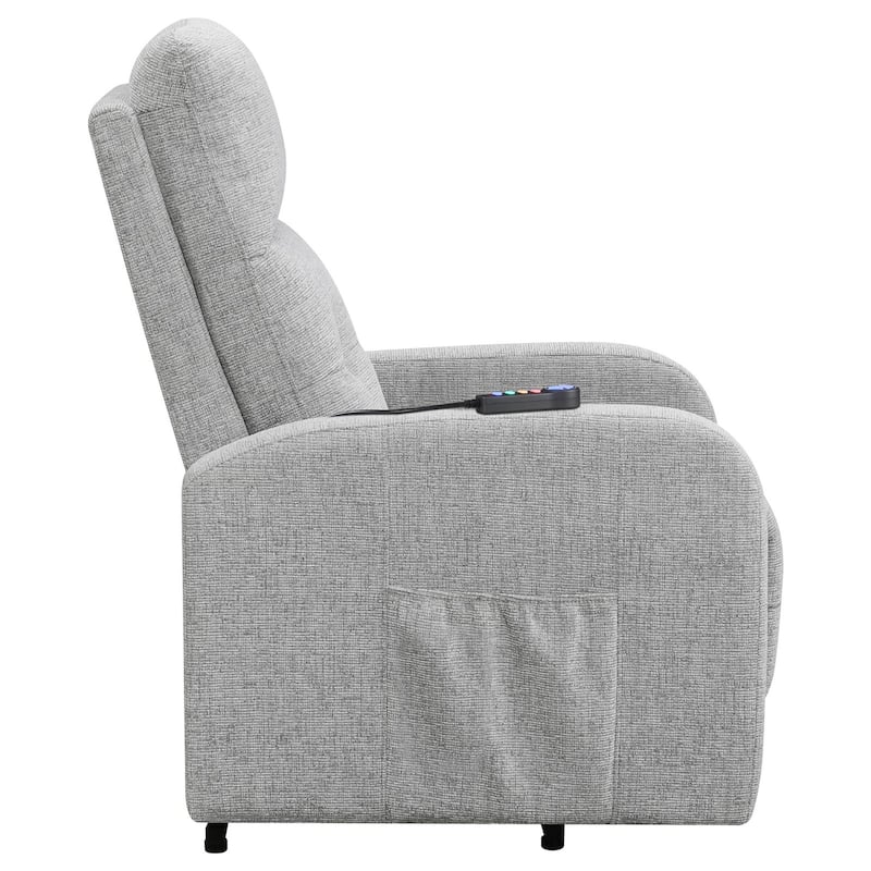 Chenille Heated Massage Power Lift Recliner with Cool Gel Memory Foam Cushion, USB Ports, Storage Pockets