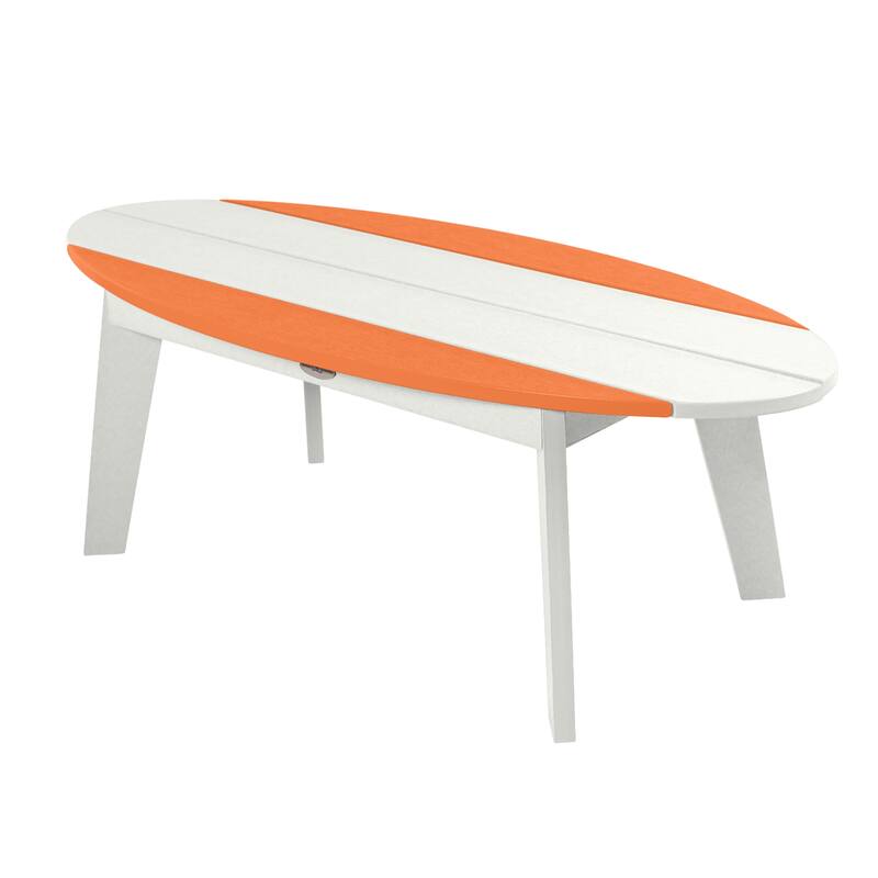 Shoreline Surfboard Outdoor Coffee Table - White and Citrus Orange