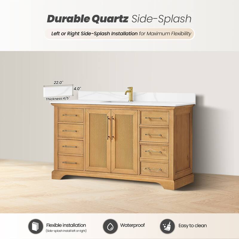Tokyo Bath Vanity with Quartz Stone Top without Mirror