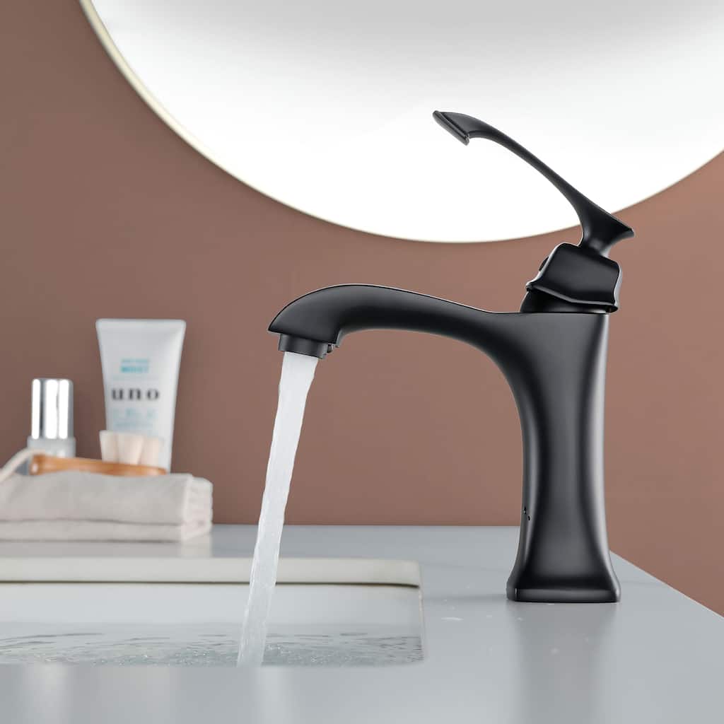 Single Hole Bathroom Sink Faucet Single Handle Bathroom Faucet Modern Lavatory Basin Vanity Tap With Valve, NO DRAIN