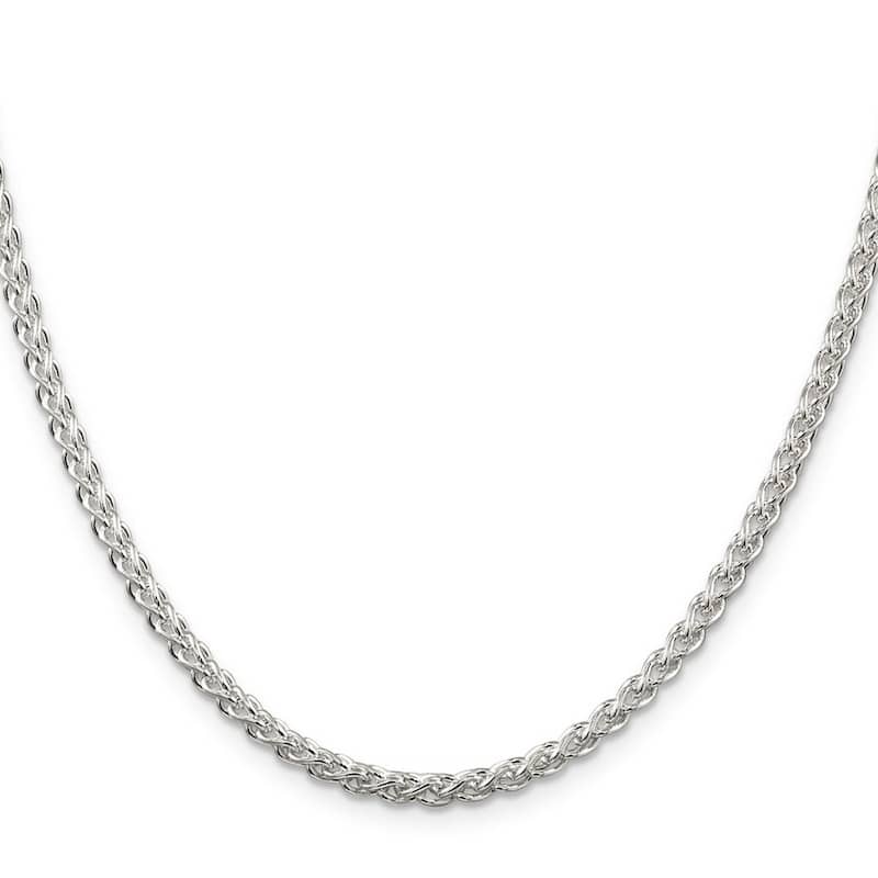 Curata 925 Sterling Silver Solid 3mm Wheat Chain Necklace (Lobster)