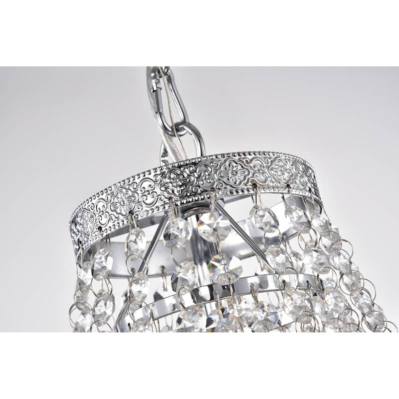 Chrome 7-Light Empire Four Tier Chandelier with Crystal