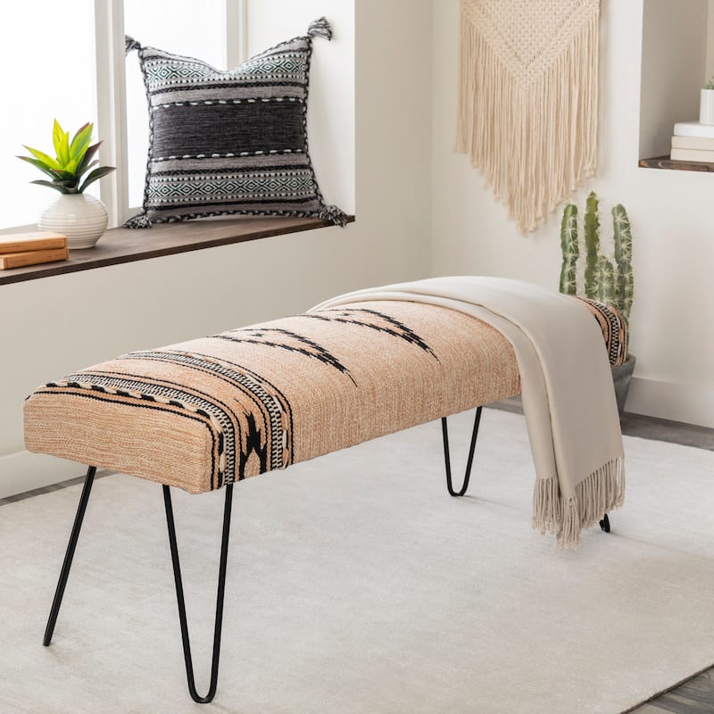 Avril Modern Southwestern Upholstered Bench - Cream