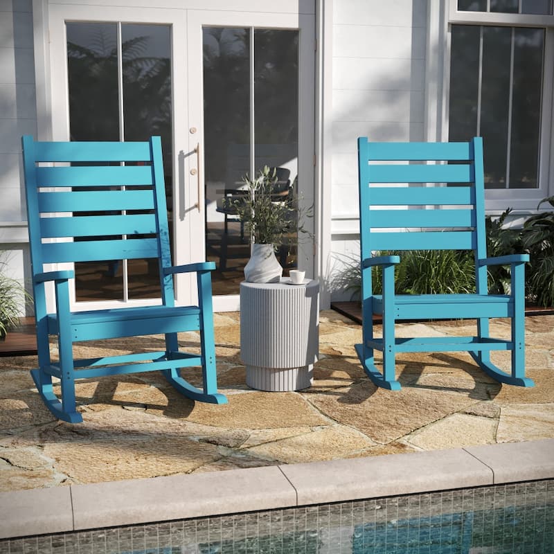 Set of 2 Classic Outdoor All-Weather Rocking Chairs - Blue