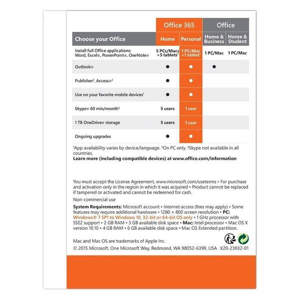 Shop Microsoft Office 365 Home Premium 32 64 Bit 1 Year Personal License Overstock