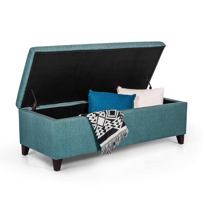 Copper Grove Joaquin Turquoise Blue Fabric Storage Ottoman Bench