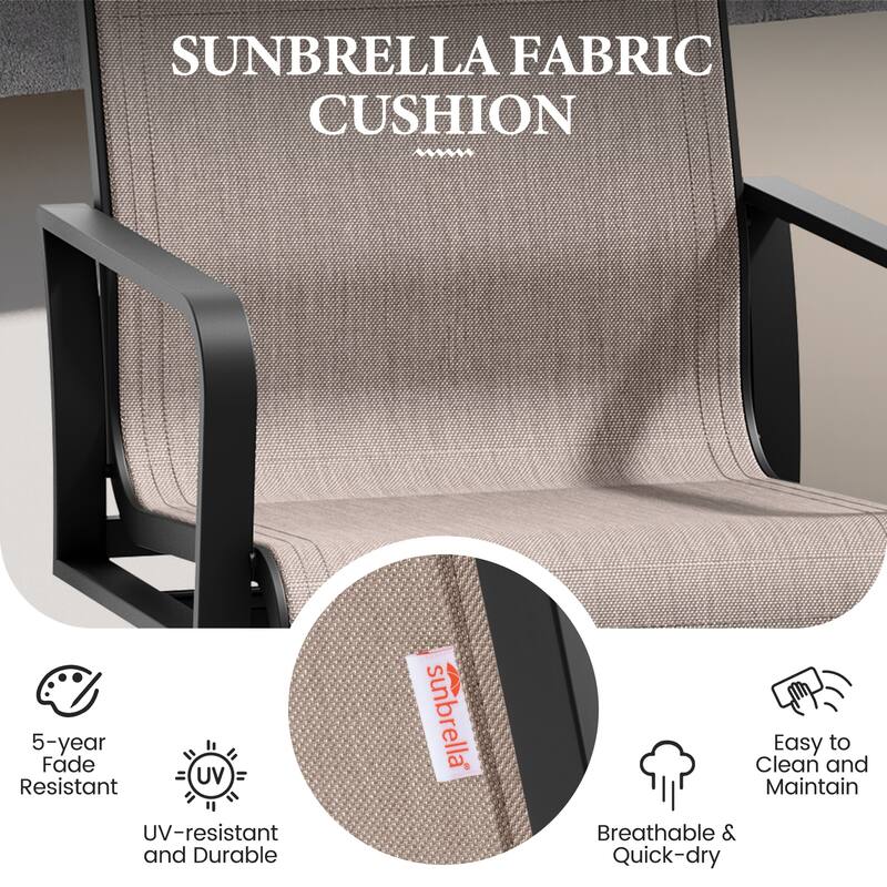 Outdoor Indoor Patio Aluminum Premium Sunbrella Fabric Swivel Barstools