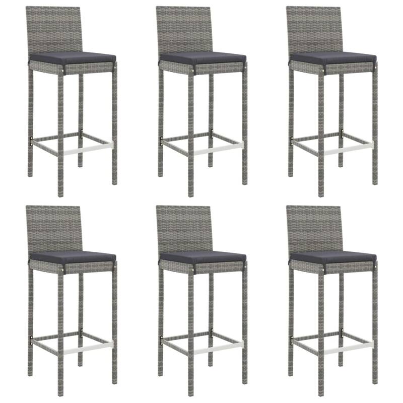 vidaXL 5 Piece Patio Bar Set with Cushions Black Poly Rattan - 15.7" x 17.3" x 42.5"