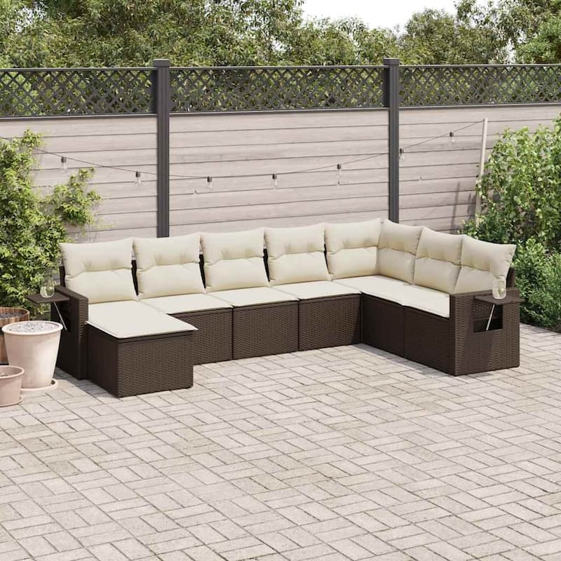vidaXL Garden Sofa Set - Brown and cream With table