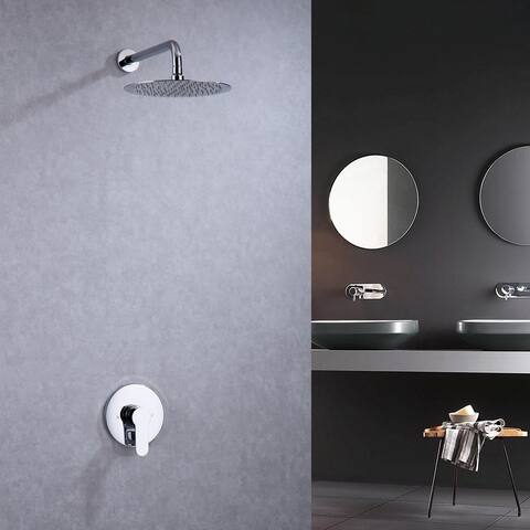 1-Spray Patterns with 2.5 GPM 10 in. Wall Mount Round Fixed Shower Head in Polished Chrome (Valve Included)